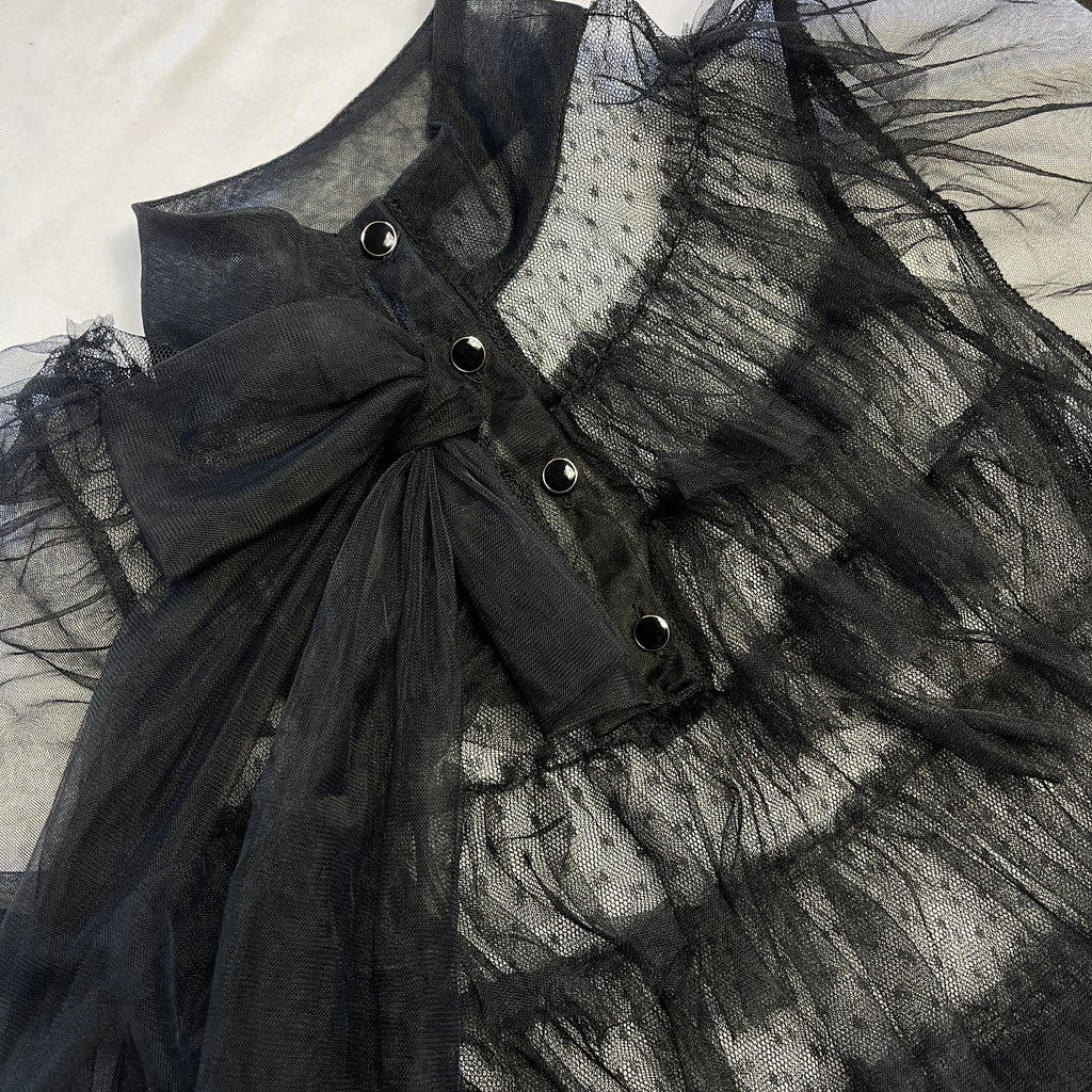 Long Sleeve Black Tulle Dress