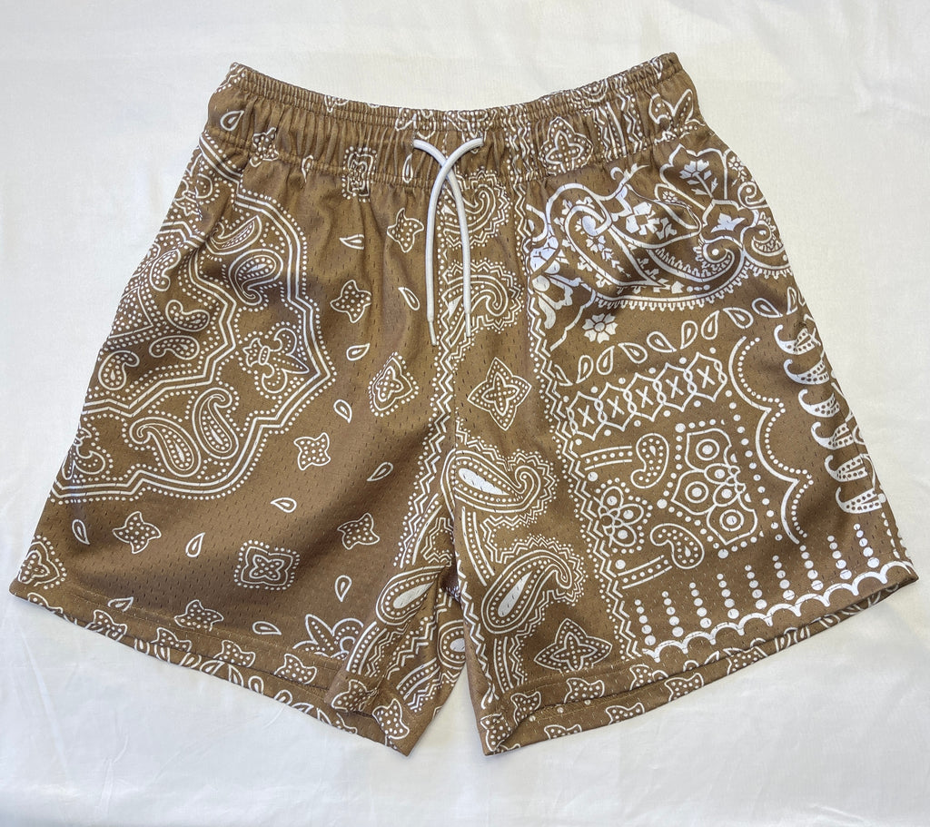 Tan & White Bandana Print Short