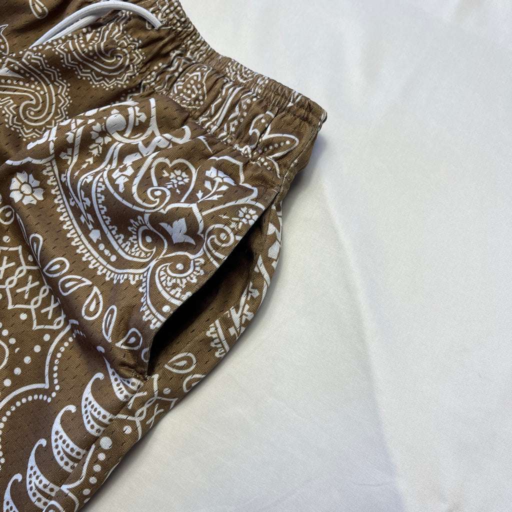 Tan & White Bandana Print Short
