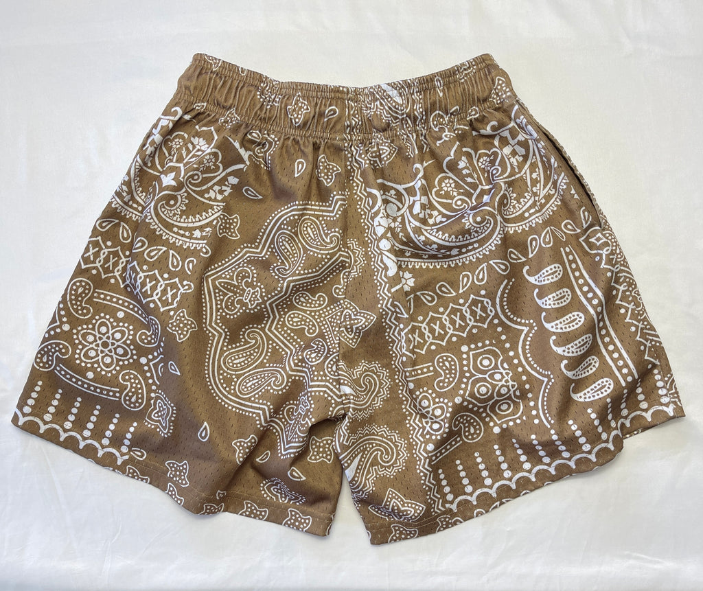 Tan & White Bandana Print Short