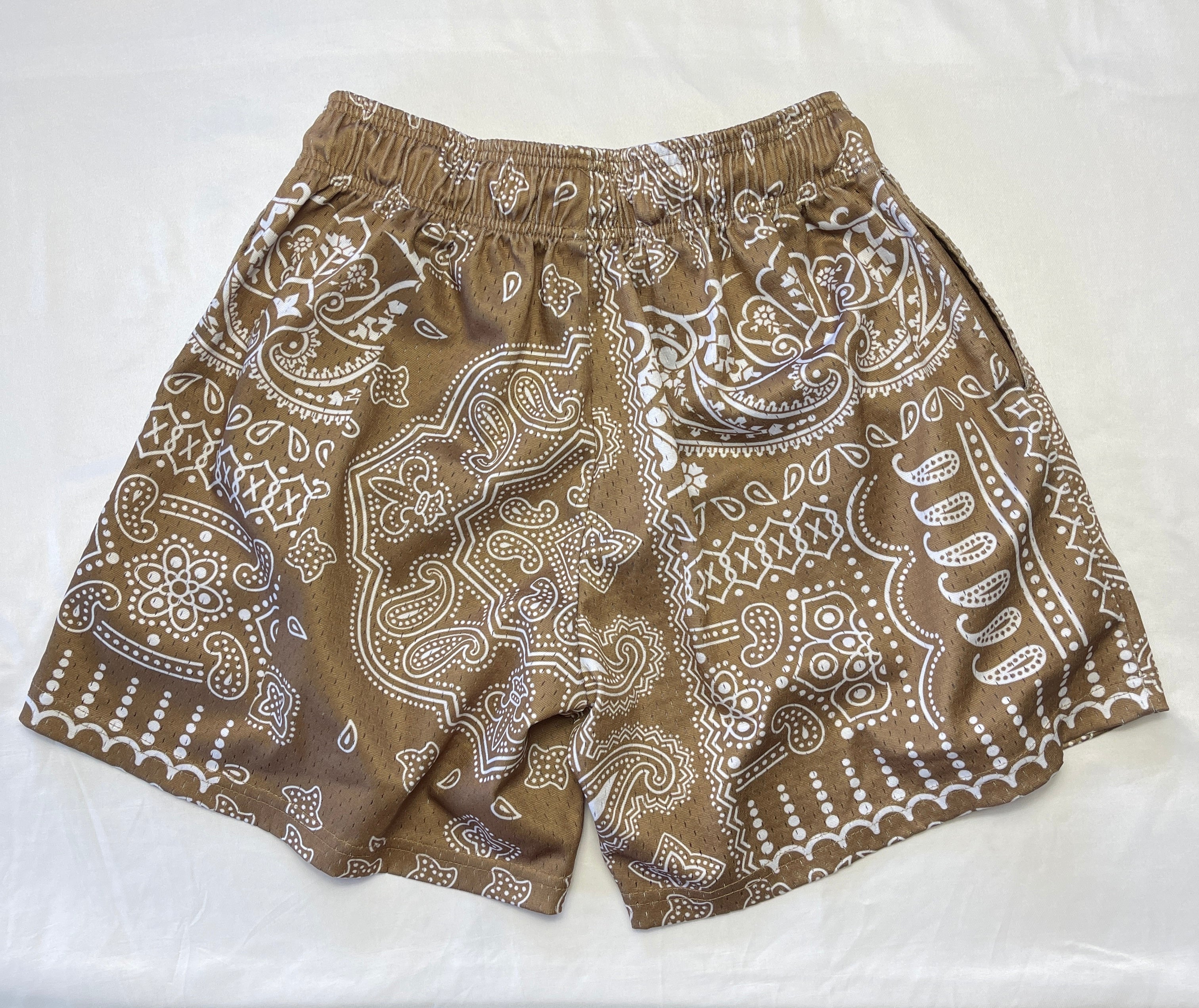 Tan & White Bandana Print Short