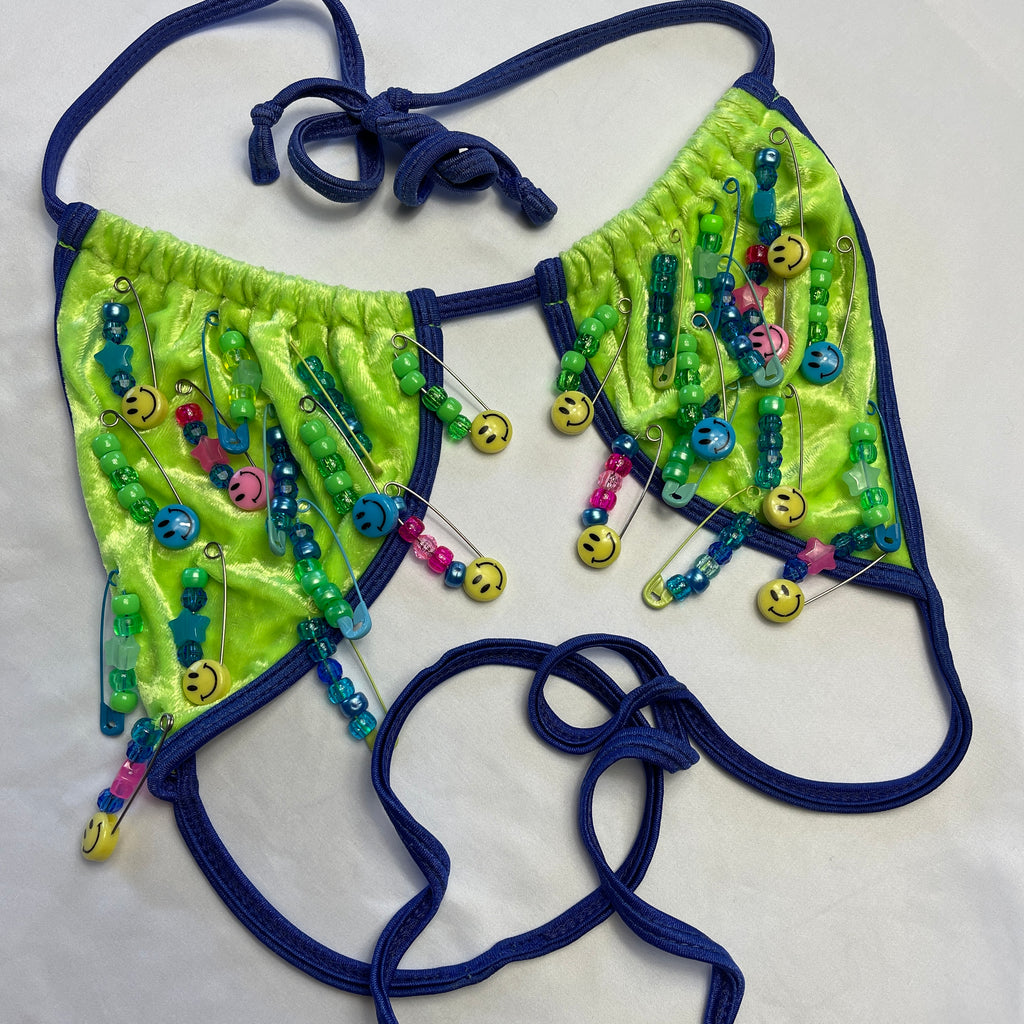 Neon Green Velvet Say Cheese Kandi Set