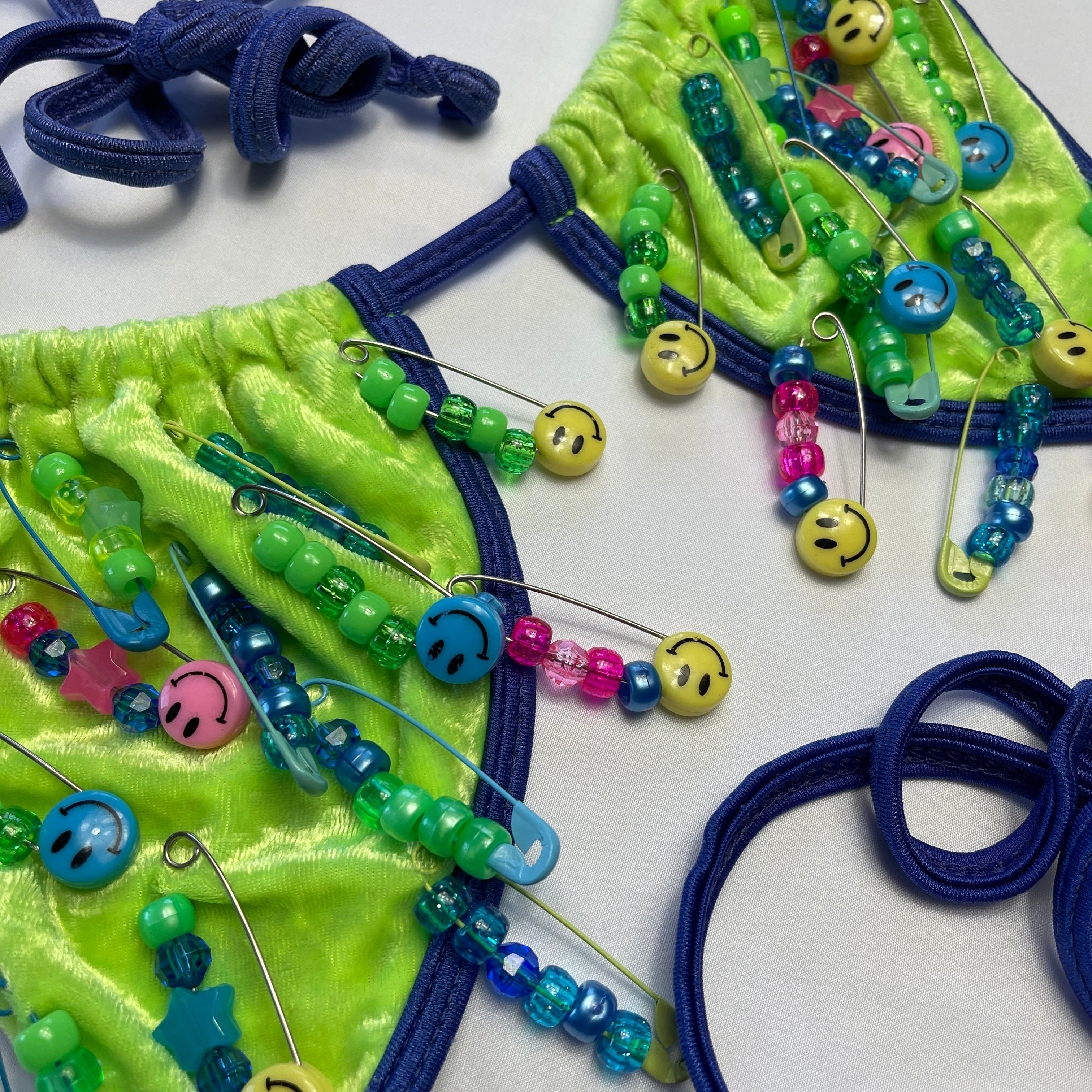 Neon Green Velvet Say Cheese Kandi Set