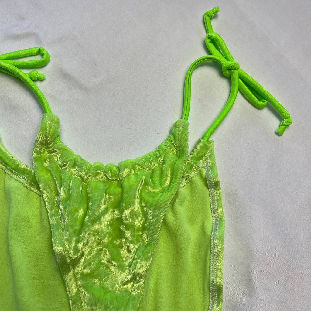 Neon Green Velvet Say Cheese Kandi Set