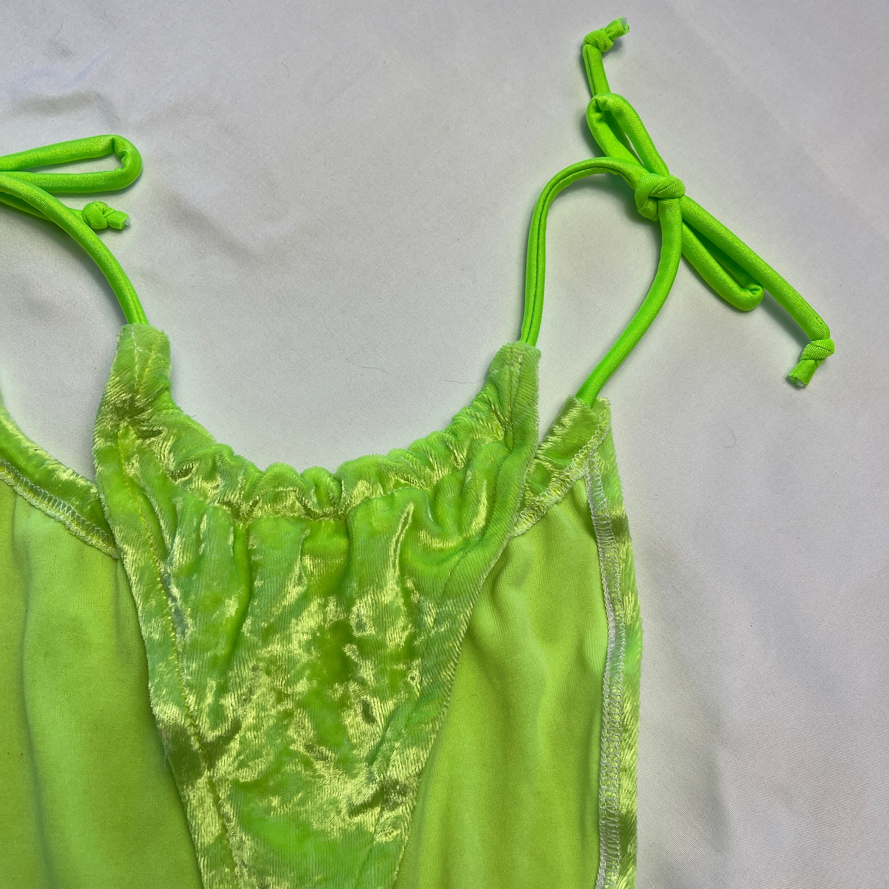 Neon Green Velvet Say Cheese Kandi Set