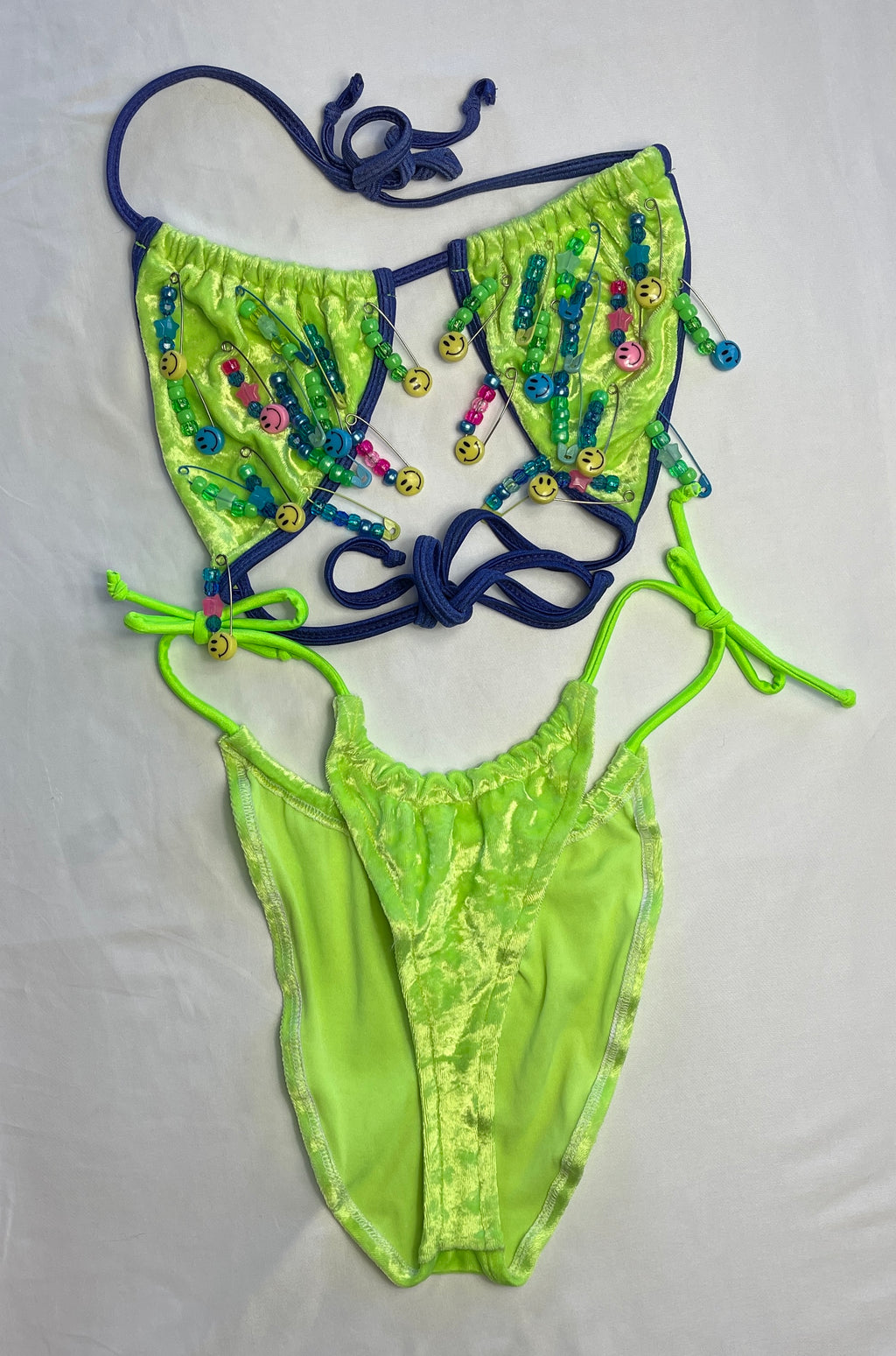 Neon Green Velvet Say Cheese Kandi Set