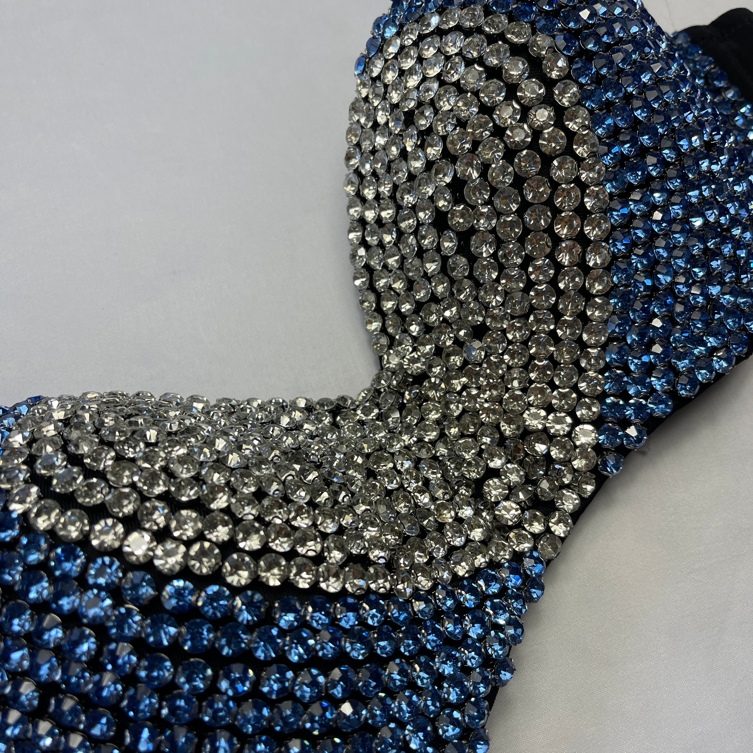 Silver and Blue Rhinestone Heart Shaped Bra