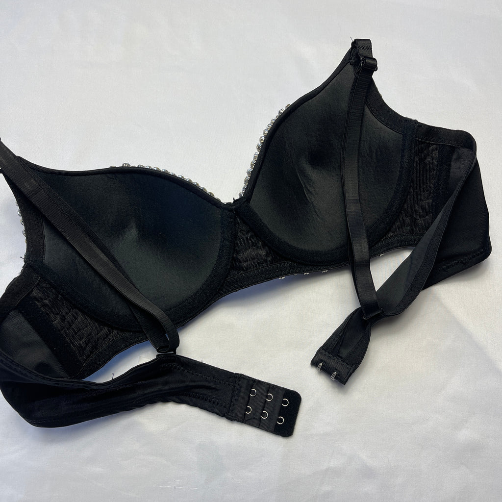 Silver and Blue Rhinestone Heart Shaped Bra