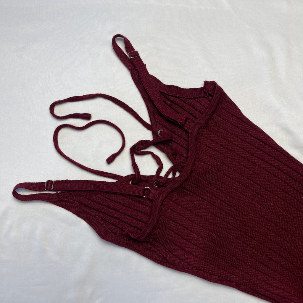 Wine Red Knit Bodysuit